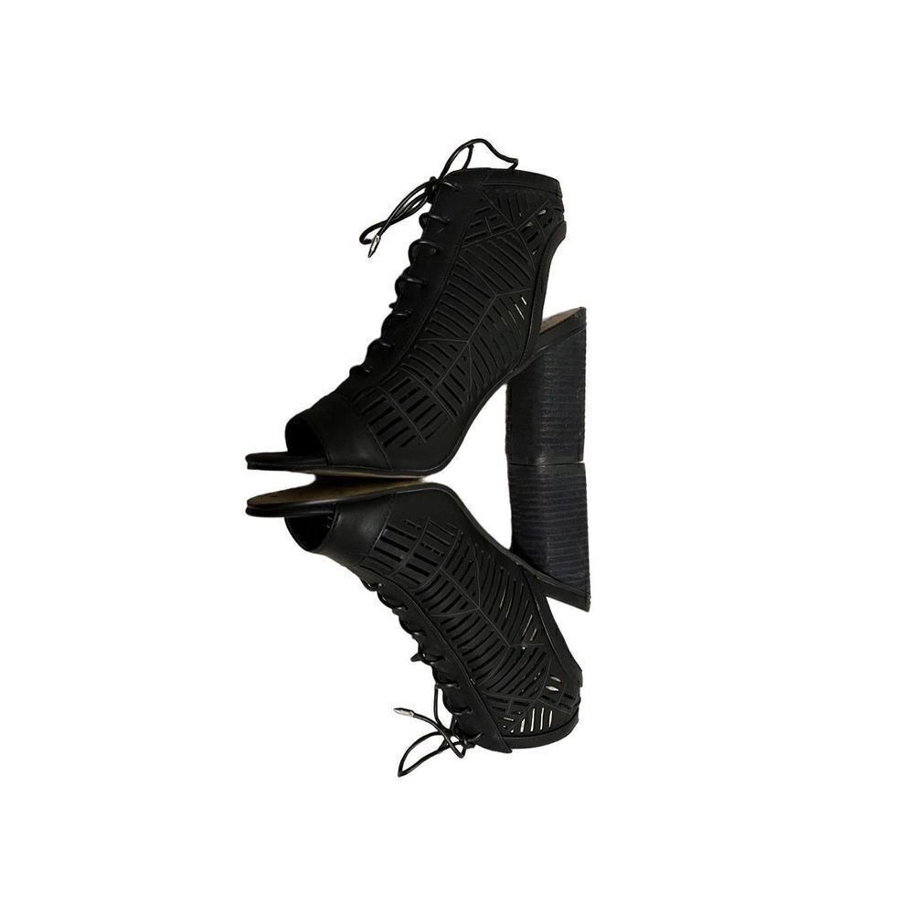 Sam Edelman Rocco Black Cut Out Lace Up Open Toe‎ Heel Bootie Size 8 - Picture 6 of 12
